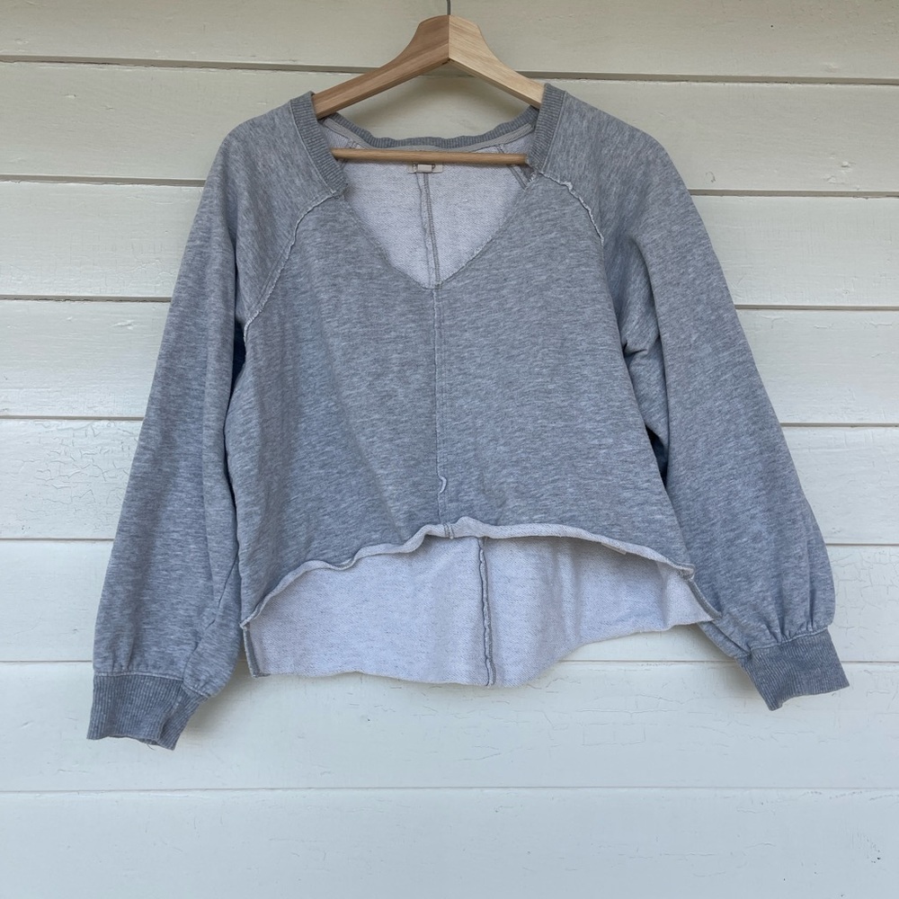 Pilcro Gray Women's Sweatshirt, Hi-Lo Distressed Design